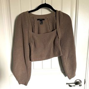 Forever21 Cropped Sweetheart Sweater Sz S